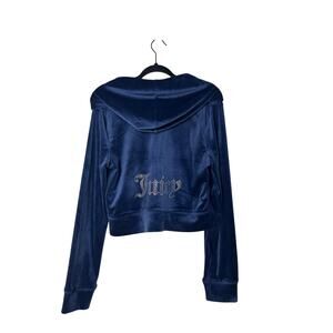 Juicy couture velour track jacket navy blue with rhinestones size l